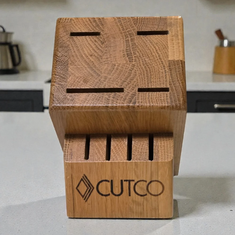 Cutco Wooden Knife Block 8 Slot USA Wood Kitcken Oak Storage Organization Holder